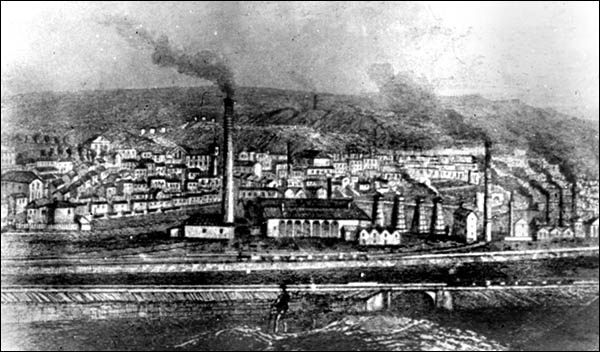 Drawing of Tredegar ironworks in 1864