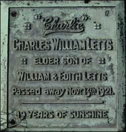 Grave plaque Charles Letts